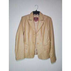 Marc Mattis‎ Camel Brown Leather Coat Genuine Leather Pockets Size S